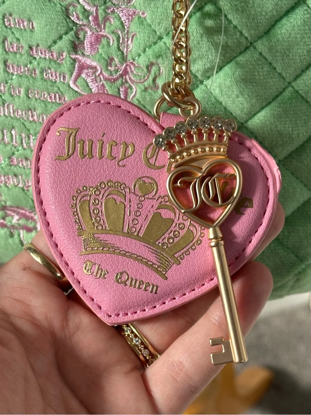 NWT Juicy Tale Juicy Couture Pink & Mint Green Quilted Satchel Crossbody Y2K Bag